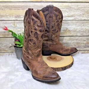 Laredo Maddie Brown Leather Mid Calf Cowboy Boots